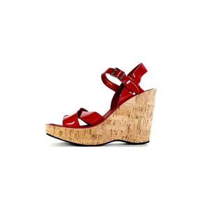 Vintage Kork Ease Red Patent Bette Cork Sandals Womens Size 7